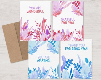 Encouragement Card Pack | Eco Friendly Greeting Card Set | Cards for Friends | Thinking Of You Cards | Encouragement Gift | Blank Inside