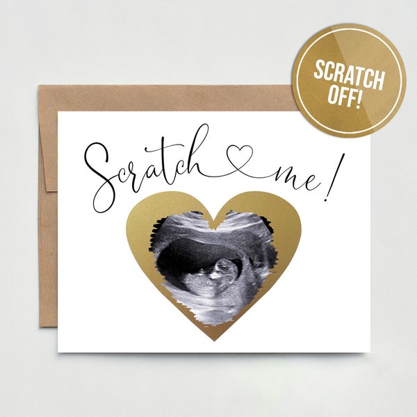 SCRATCH OFF Ultrasound Pregnancy Announcement Card | New Baby Card | Surprise Announcement