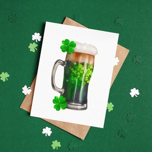 St Patrick&#39;s Day Card | St. Patricks Day Beer Card | Blank inside