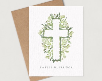 Easter Blessings | Religious Easter Card | Christian Easter Card | Blank Inside