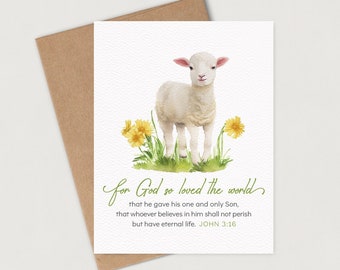 Religious Easter Card | John 3:16 Bible Verse | Christian Easter Card | Blank Inside