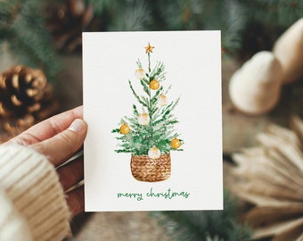 Merry Christmas Card | Eco Friendly Christmas Card or Card Set | Christmas Tree Card