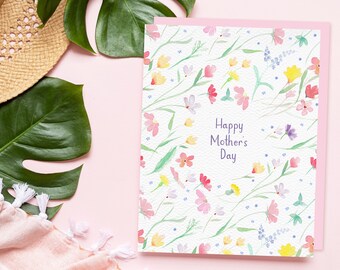 Floral Mother's Day Card | Happy Mother's Day | Spring | Cheerful | Blank Inside