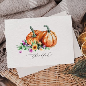 Thankful Pumpkins Card | Thanksgiving Greeting Card | Fall Thank You ...