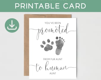 PRINTABLE Fur Aunt - Pregnancy Announcement Card to Sister or Sister in Law, Promoted from Fur Aunt to Human Aunt