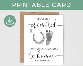 PRINTABLE Horse Grandparents Card | Pregnancy Announcement Card to Parents | Promoted from Horse Grandparents to Human Grandparents