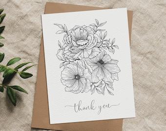 Floral Thank You Card | Botanical Thank You Card | Eco Friendly | Blank Inside