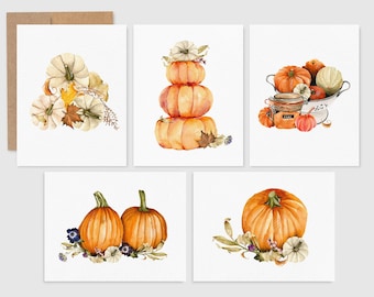 Autumn Greeting Card Set | Eco Friendly Pumpkin Cards | Halloween | Thanksgiving | Fall