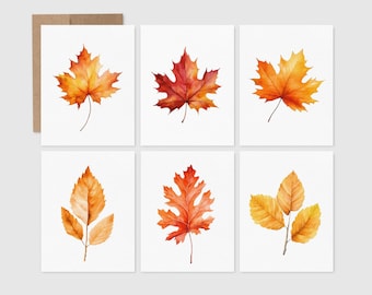 Autumn Leaves Card Pack | Recycled Greeting Cards | Fall Cards | Watercolor note cards | Blank Inside