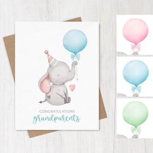 Card for New Grandparents, Congratulations, Blue, Pink, or Green, Congrats for New Grandparents, Eco Friendly Card