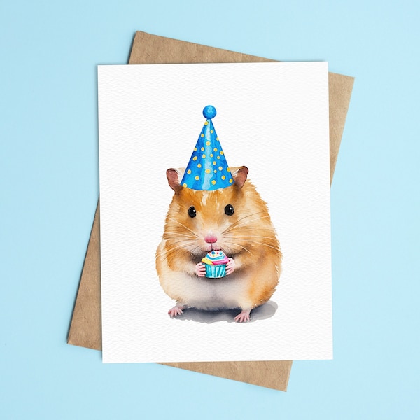 Hamster Birthday Card | Happy Birthday Card | Cute Animal Birthday Card | Blank Inside