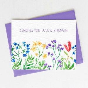 Sending You Love and Strength | Floral Sympathy Card | Condolence Card | Deepest Sympathies | Grief | Mourning | Loss | Blank Inside