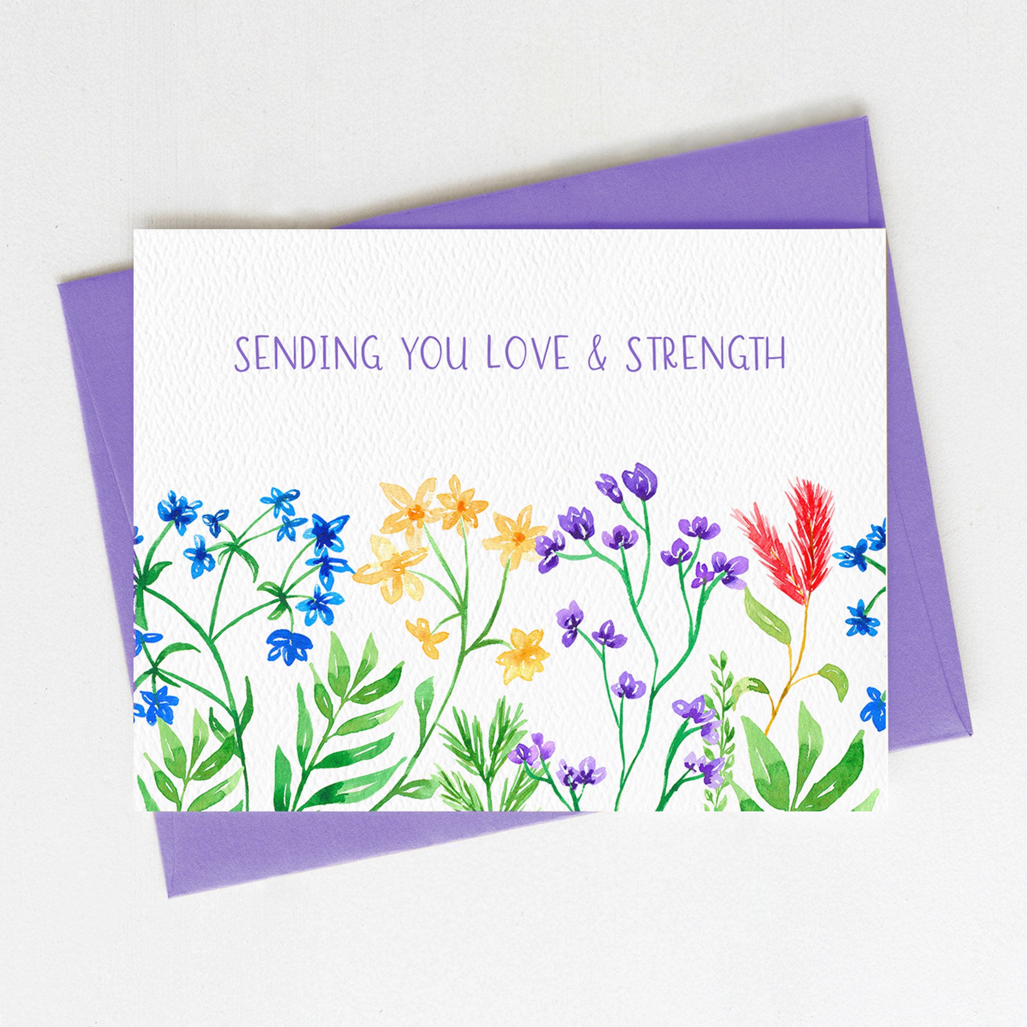 Sending You Love and Strength | Floral Sympathy Card | Condolence Card ...