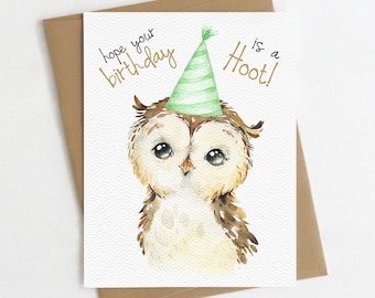 Happy Birthday Card | Owl Birthday Card | Cute Birthday Greeting Card | Hope Your Birthday is a Hoot!