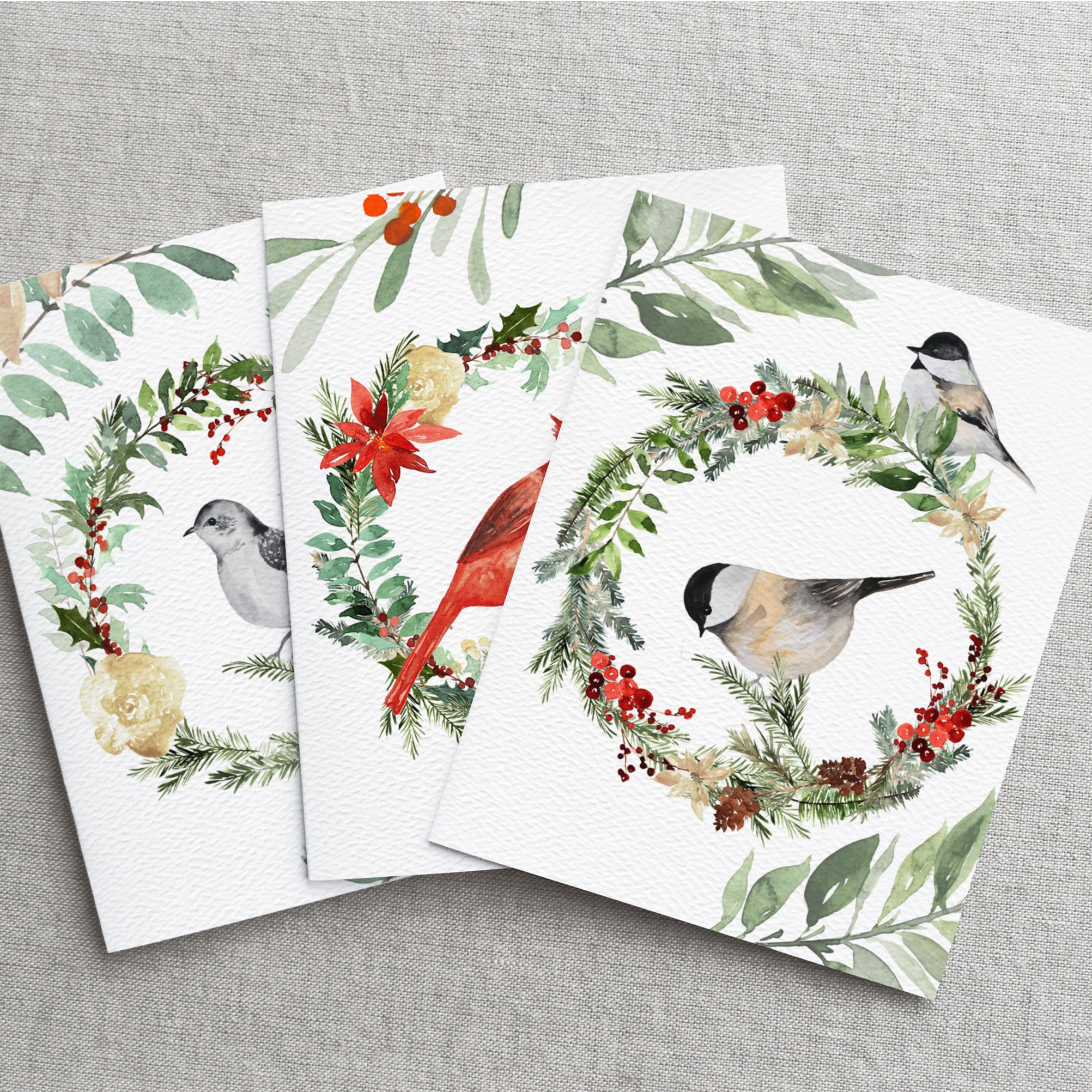 Winter Birds Greeting Card Set Eco Friendly Red - Etsy