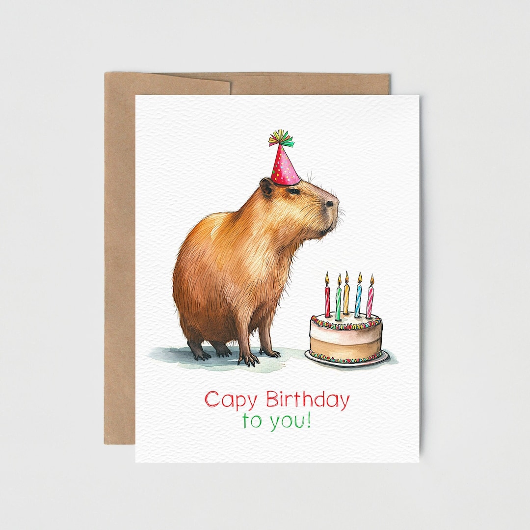 Capybara Birthday Card Capy Birthday to You Blank Inside - Etsy