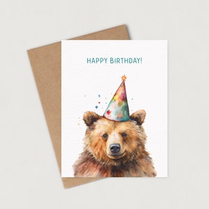 Bear Birthday Card | Happy Birthday Card | Animal Birthday Card | Blank Inside