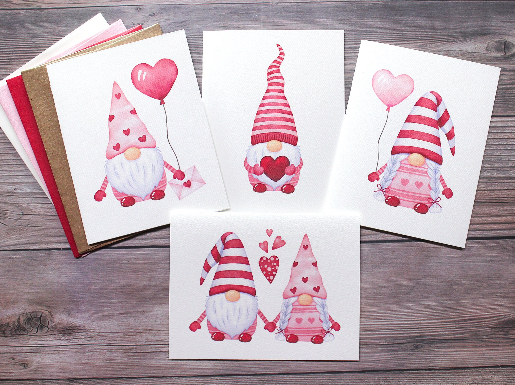 Valentines Day Card Set, Recycled Greeting Cards, Adorable Valentines…