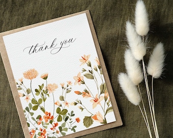 Floral Thank You Card | Plant Thank You Card | Greenery Thank You Card | Wildflowers | Eco Friendly | Blank Inside