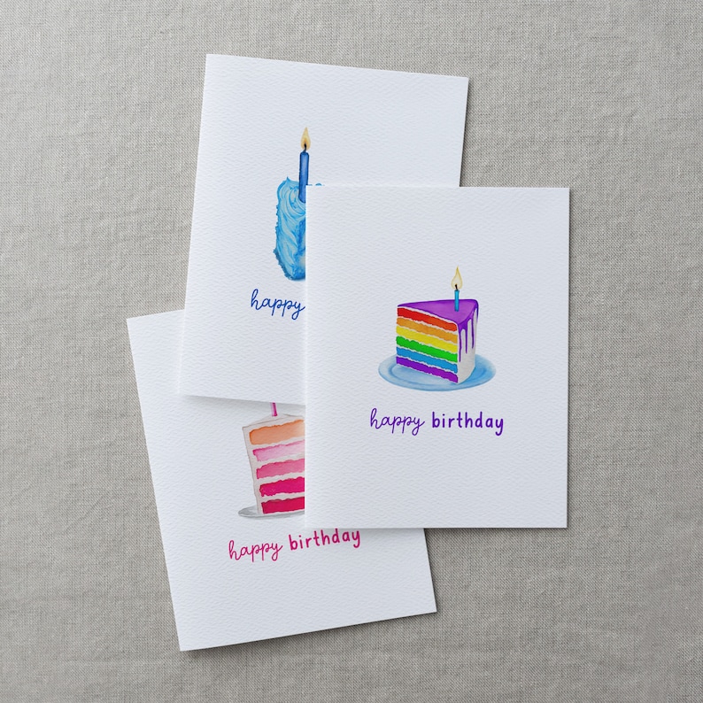 Birthday Card Pack | Cake Cards | Happy Birthday Card Set | Blank Inside image 2