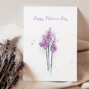 Lavender Happy Mother's Day Card Watercolor floral card for Mom For Grandma For Sister Blank Inside image 4