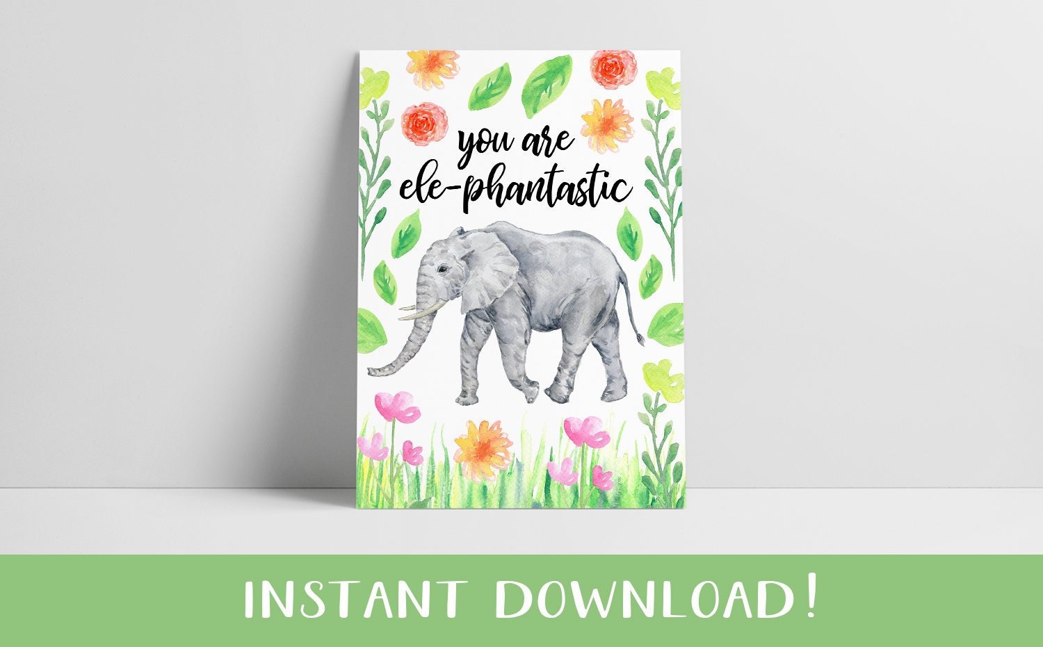 PRINTABLE ELEPHANT CARD You Are Elephantastic cute animal | Etsy