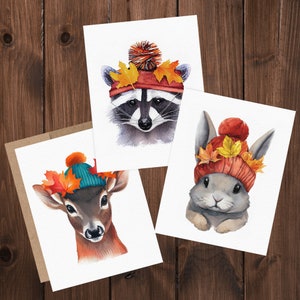 Autumn Animals Card Set Fall Card Pack Blank Inside image 1