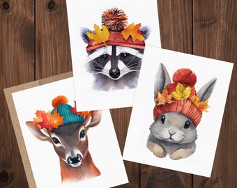 Autumn Animals Card Set | Fall Card Pack | Blank Inside