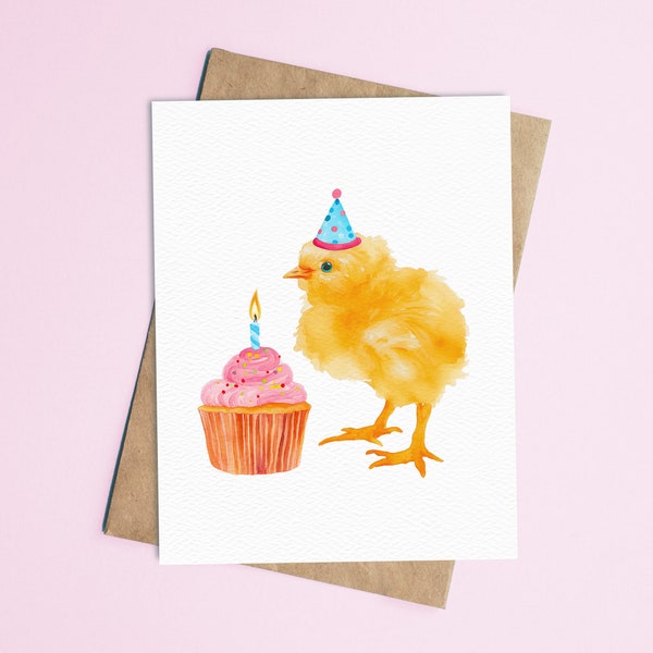 Chick Birthday Card | Happy Birthday Card | Cute Animal Birthday Card | Blank Inside