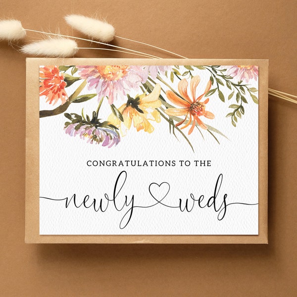 Wedding Congrats Card | Congratulations to the Newlyweds | Wildflowers