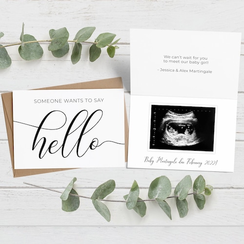 Personalized Ultrasound Baby Announcement Card Someone Wants Etsy