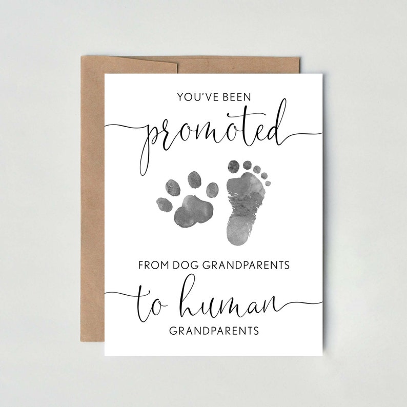 Dog Grandparents Pregnancy Announcement Card to Parents Promoted to Grandparents New Baby Card image 1