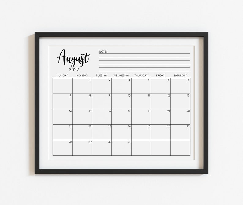 printable calendar 2022 calendar planner insert minimalist