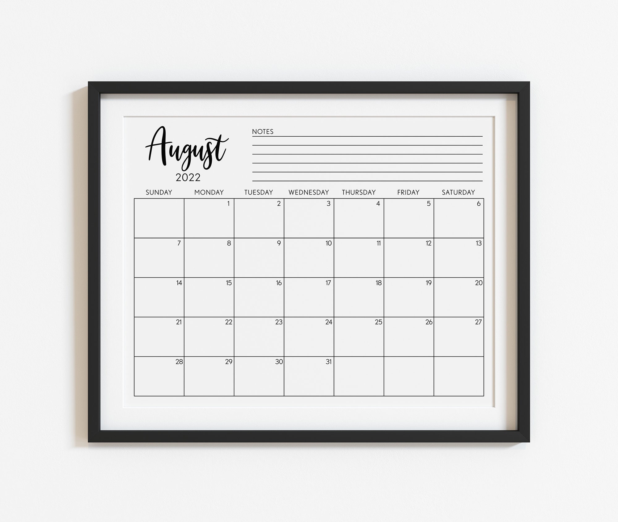 printable calendar 2022 calendar planner insert minimalist etsy