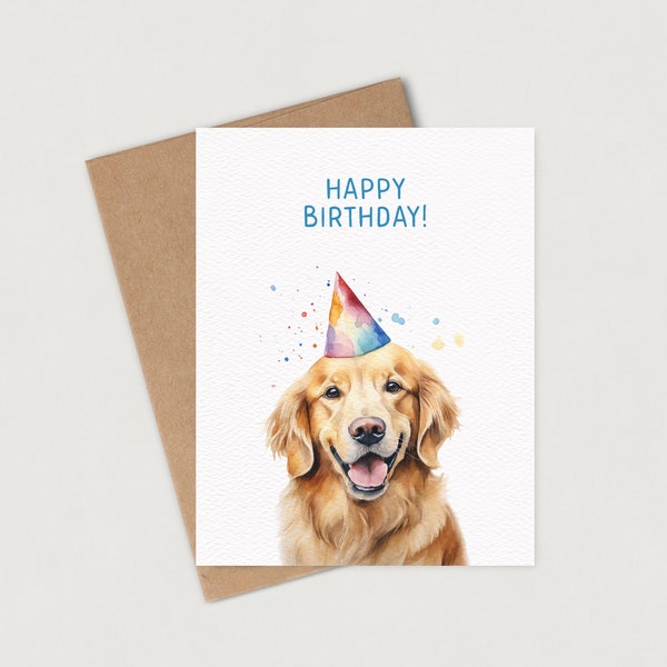 Gold Retriever Birthday Card | Happy Birthday Card | Dog Birthday Card | Blank Inside