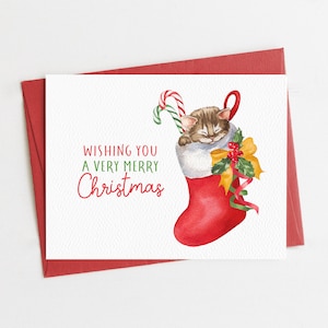 Merry Christmas Cat Card | Eco Friendly Christmas Card or Card Set | Cat Christmas Card | Cute Christmas Card