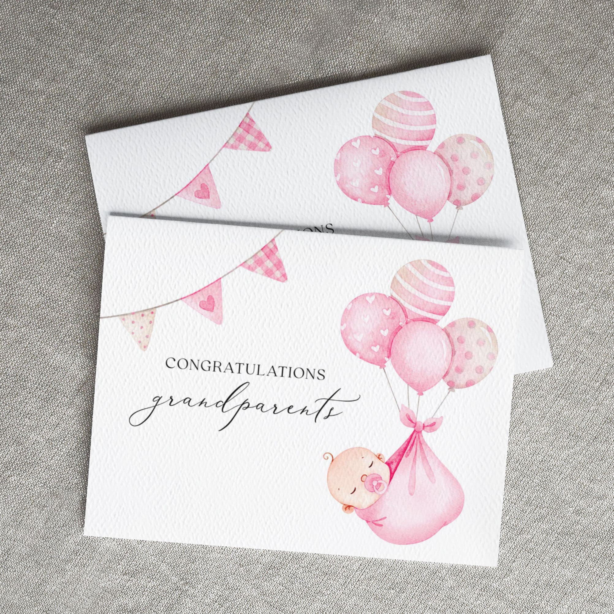 White Cotton Cards Grußkarte Zur Geburt – Handgemacht Mit Strass, Pink, 16x16cm, Für Enkelin