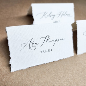 Hand Torn Edges Place Cards | Elegant Rustic Place Cards | Recycled Paper | Deckle Edge | Personalized
