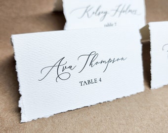 Hand Torn Edges Place Cards | Elegant Rustic Place Cards | Recycled Paper | Deckle Edge | Personalized