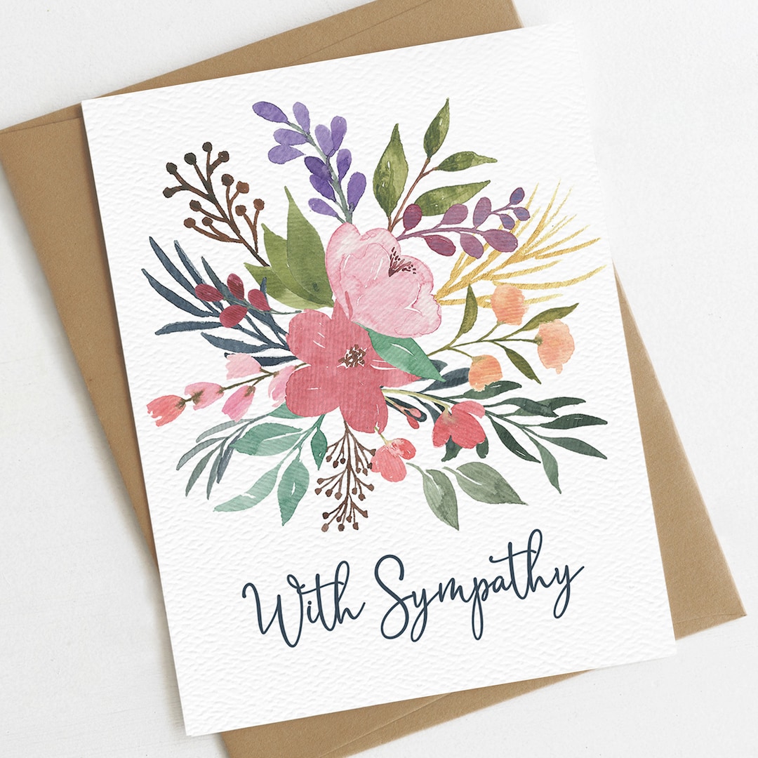 Floral Sympathy Card Condolence Card Deepest Sympathies Etsy