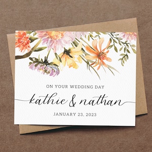 Personalized Wedding Card | Rustic Wildflowers | Custom Congratulations Card | Newly Married Couple Gift