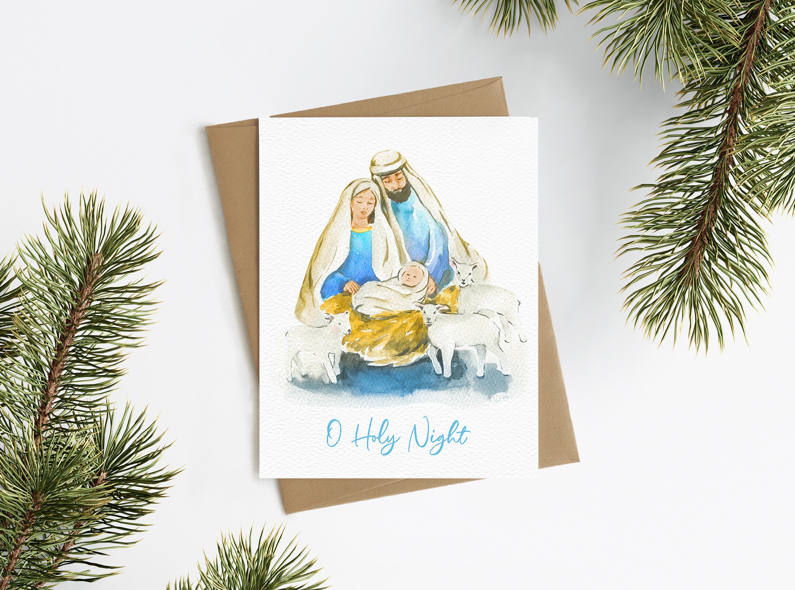 Catholic Christmas Card - Joyful Holy Family (set of 10)