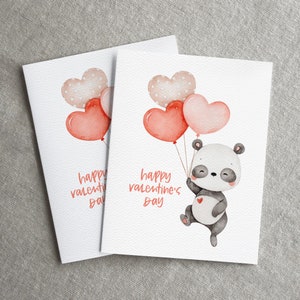 Valentine's Day Card or Card Set Happy Valentine's Day Panda blank inside image 3