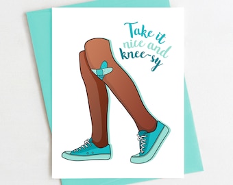 Knee surgery card | Knee replacement card | Take it Nice and Knee-sy | Get Well Soon
