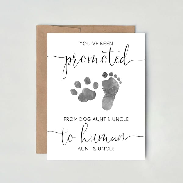 Dog Aunt & Uncle | Pregnancy Announcement Card to Sister and Brother | Promoted to Aunt and Uncle | New Baby Card