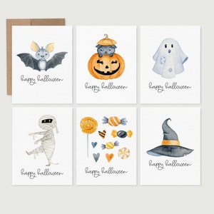 Happy Halloween Card Set, Recycled Halloween Cards, Fall Card Pack, Gift for friends, gift for coworkers, Eco Friendly