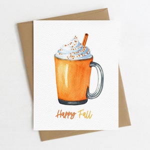 Fall Greeting Card | Happy Fall | Autumn Cards | Fall Drink | Fall Treat | Pumpkin Spice