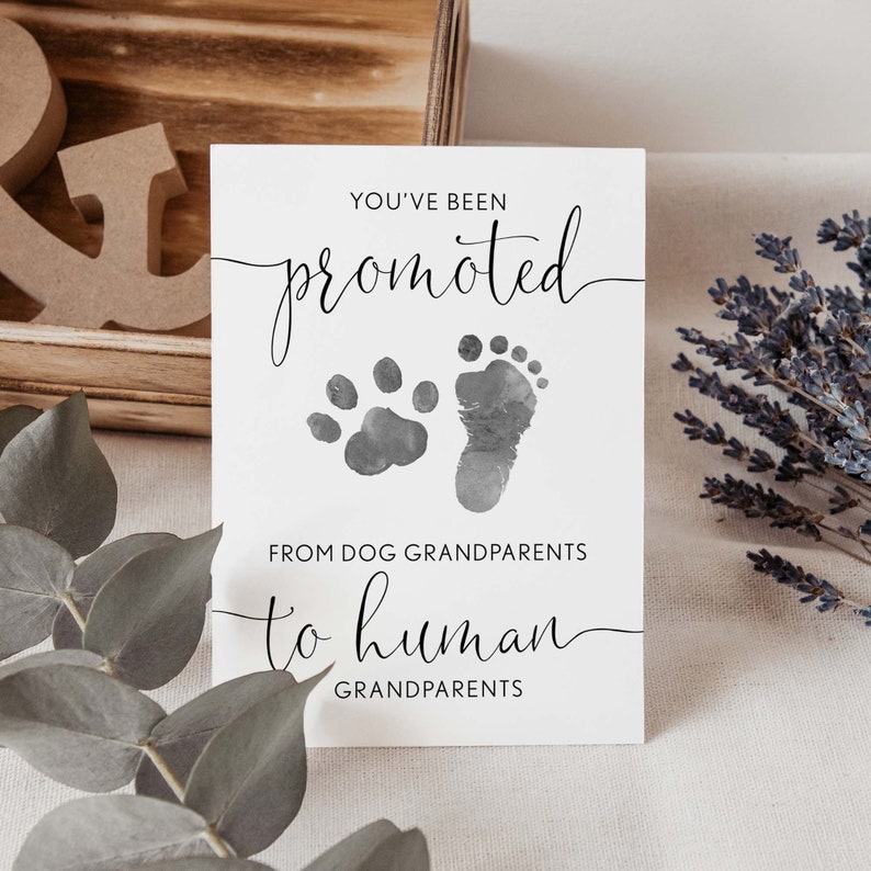 Dog Grandparents Pregnancy Announcement Card to Parents Promoted to Grandparents New Baby Card image 3
