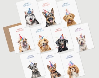 Dog Birthday Cards | Card Set | Recycled Paper | Blank Inside