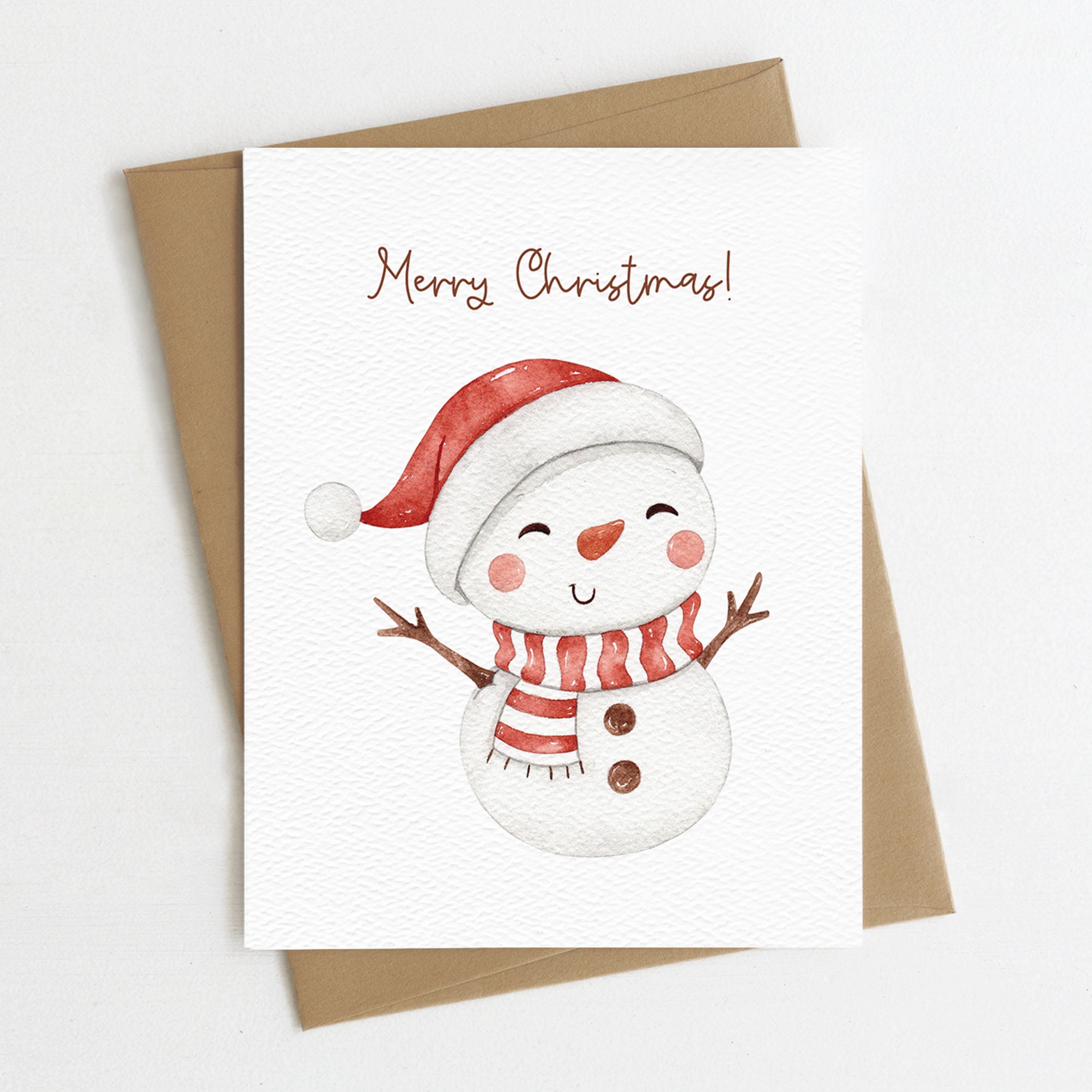 Merry Christmas Card Eco Friendly Christmas Card or Card Set Snowman Christmas  Card Cute Christmas Card 